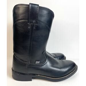 Justin 10" Temple Roper Western Boots Mens 8.5D Black JB3000 Farm Ranch Utility